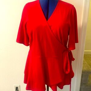 ELOQUII bright red wrap blouse